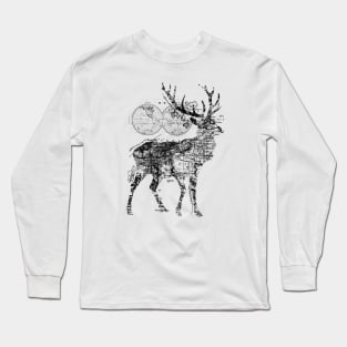 Deer Wanderlust Black and White Long Sleeve T-Shirt